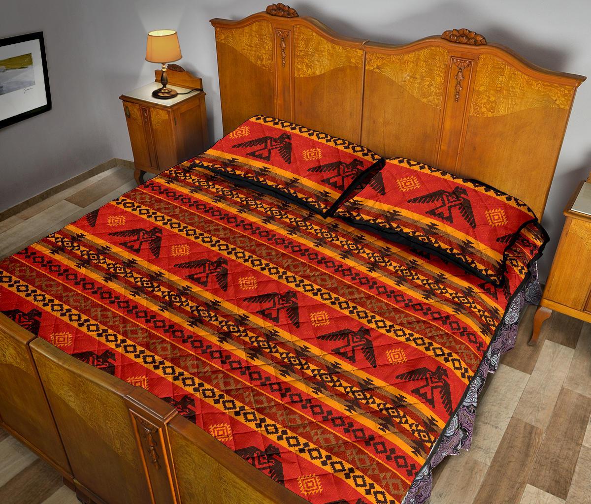 Eagle Native American Pattern Print Bed Set Quilt-grizzshop