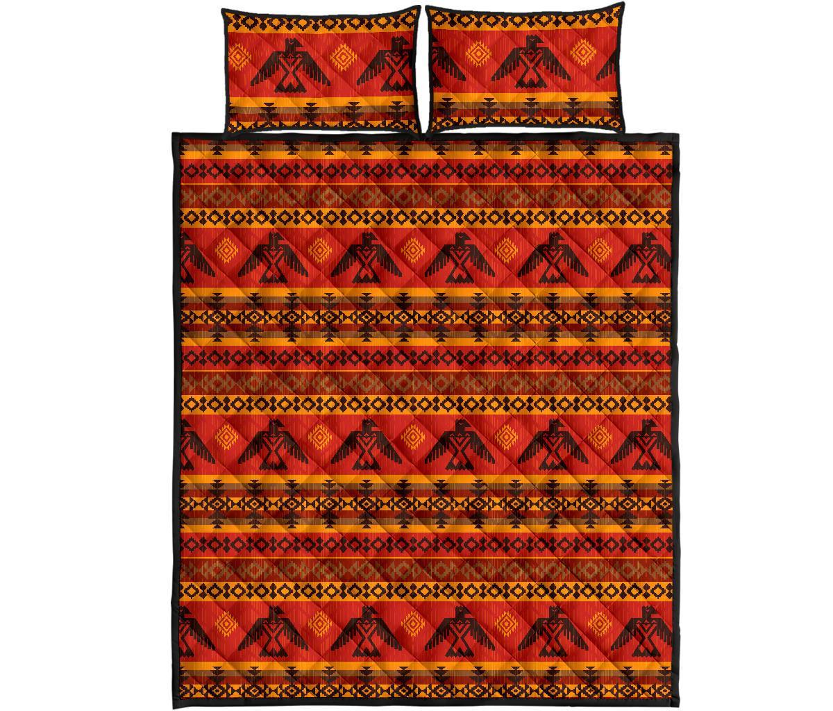 Eagle Native American Pattern Print Bed Set Quilt-grizzshop
