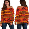 Eagle Native American Pattern Print Women Off Shoulder Sweatshirt-grizzshop