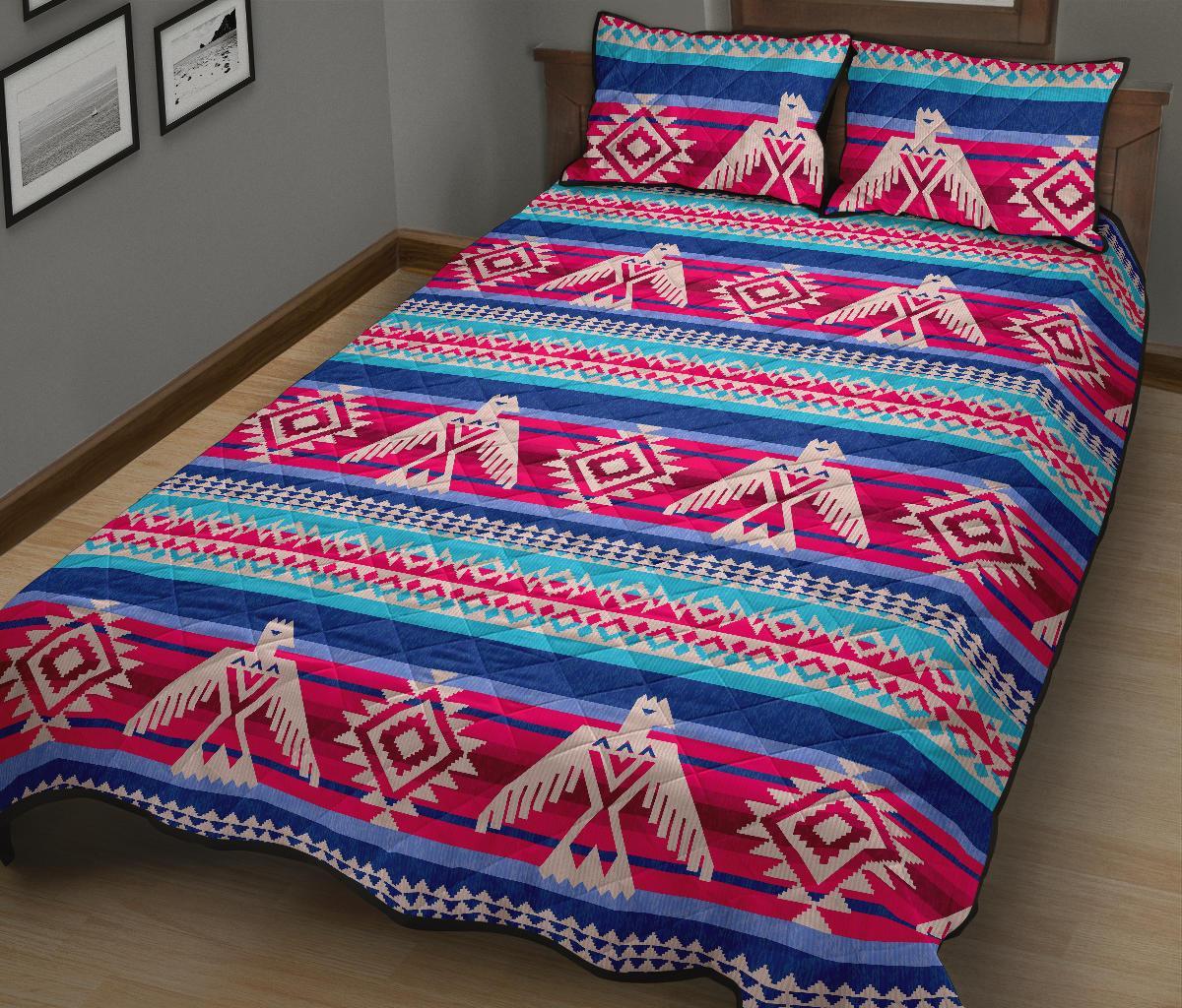 Eagle Native American Print Pattern Bed Set Quilt-grizzshop