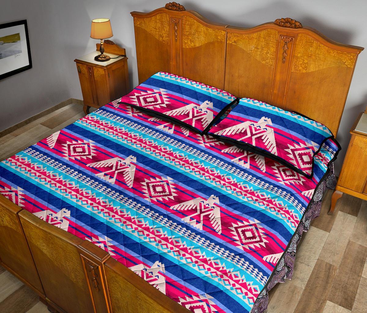 Eagle Native American Print Pattern Bed Set Quilt-grizzshop