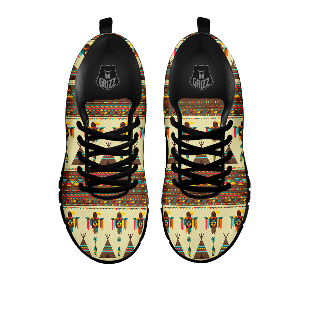 Eagle Native American Print Pattern Black Sneaker-grizzshop