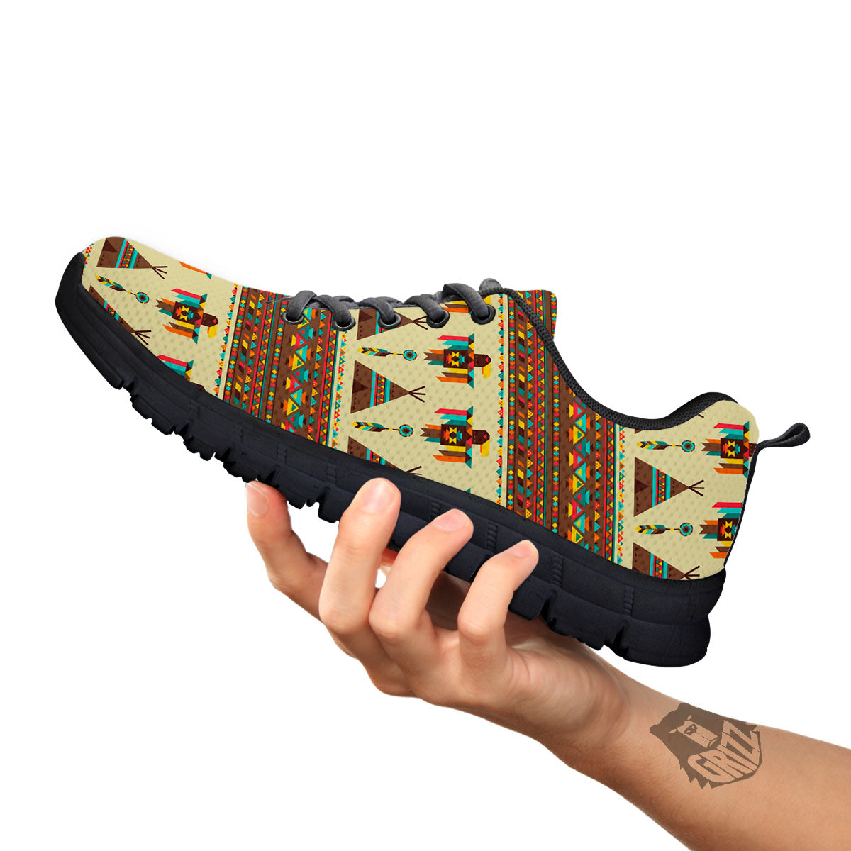 Eagle Native American Print Pattern Black Sneaker-grizzshop