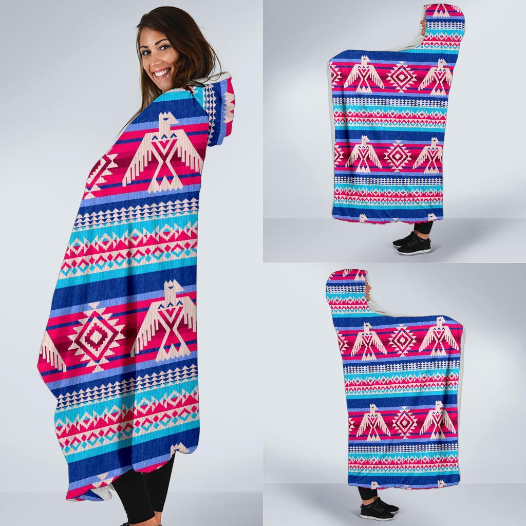 Eagle Native American Print Pattern Hooded Blanket-grizzshop