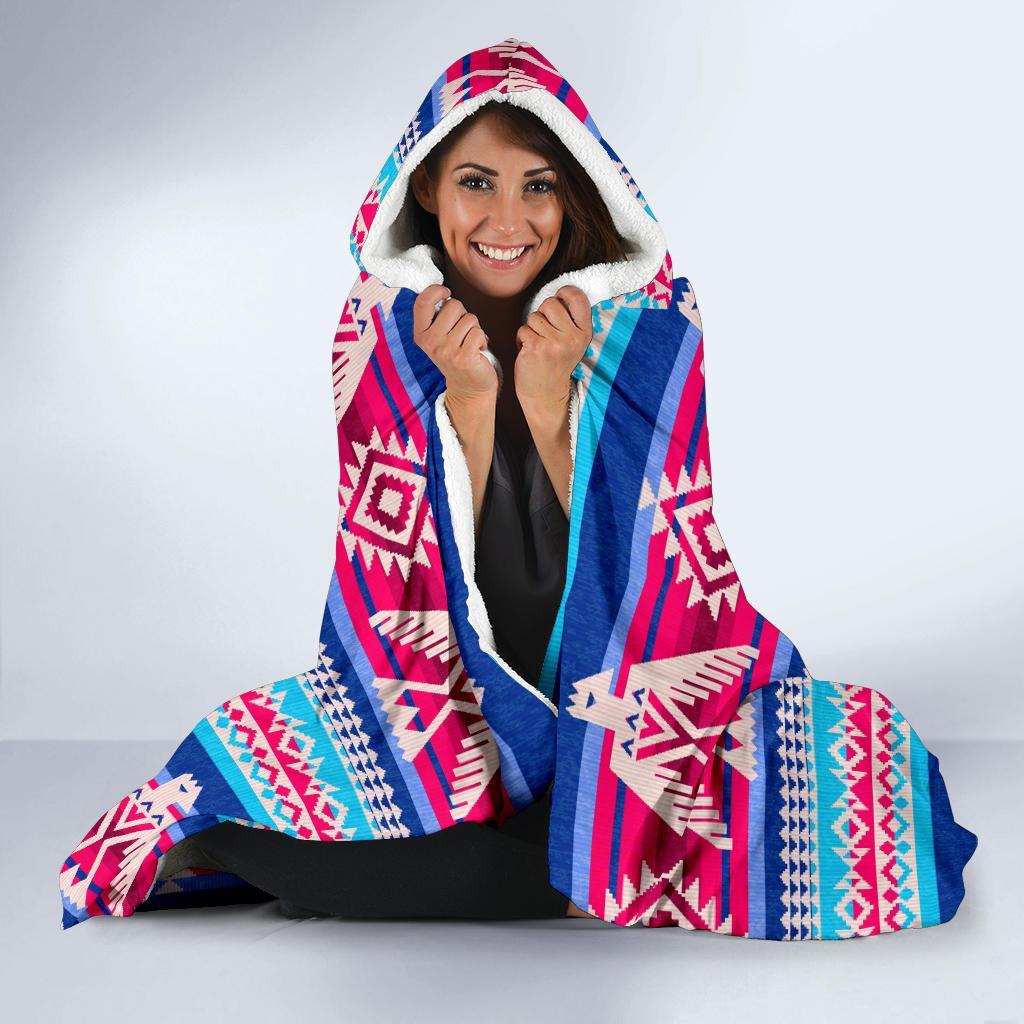 Eagle Native American Print Pattern Hooded Blanket-grizzshop