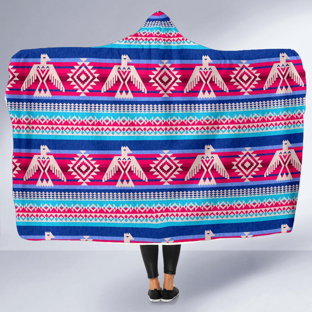 Eagle Native American Print Pattern Hooded Blanket-grizzshop