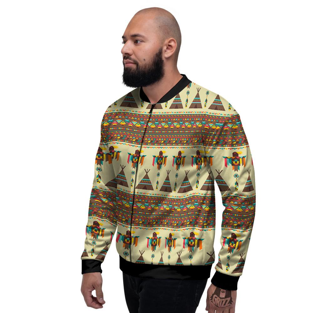 Eagle Native American Print Pattern Men's Bomber Jacket-grizzshop