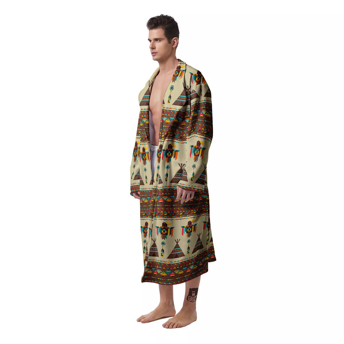 Eagle Native American Print Pattern Men's Robe-grizzshop