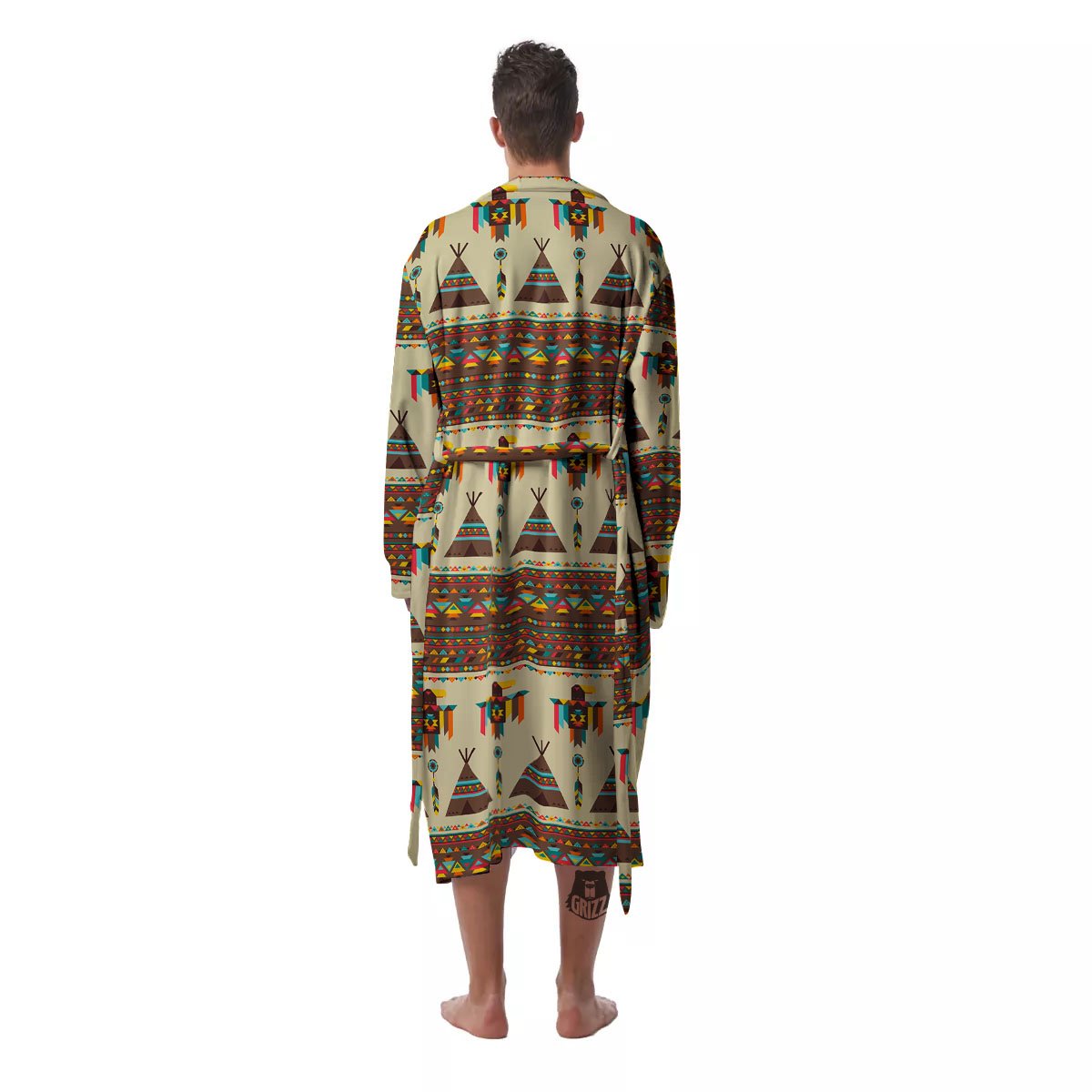 Eagle Native American Print Pattern Men's Robe-grizzshop