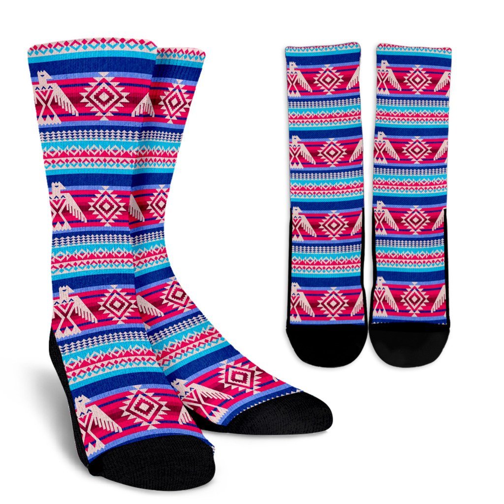 Eagle Native American Print Pattern Unisex Crew Socks-grizzshop