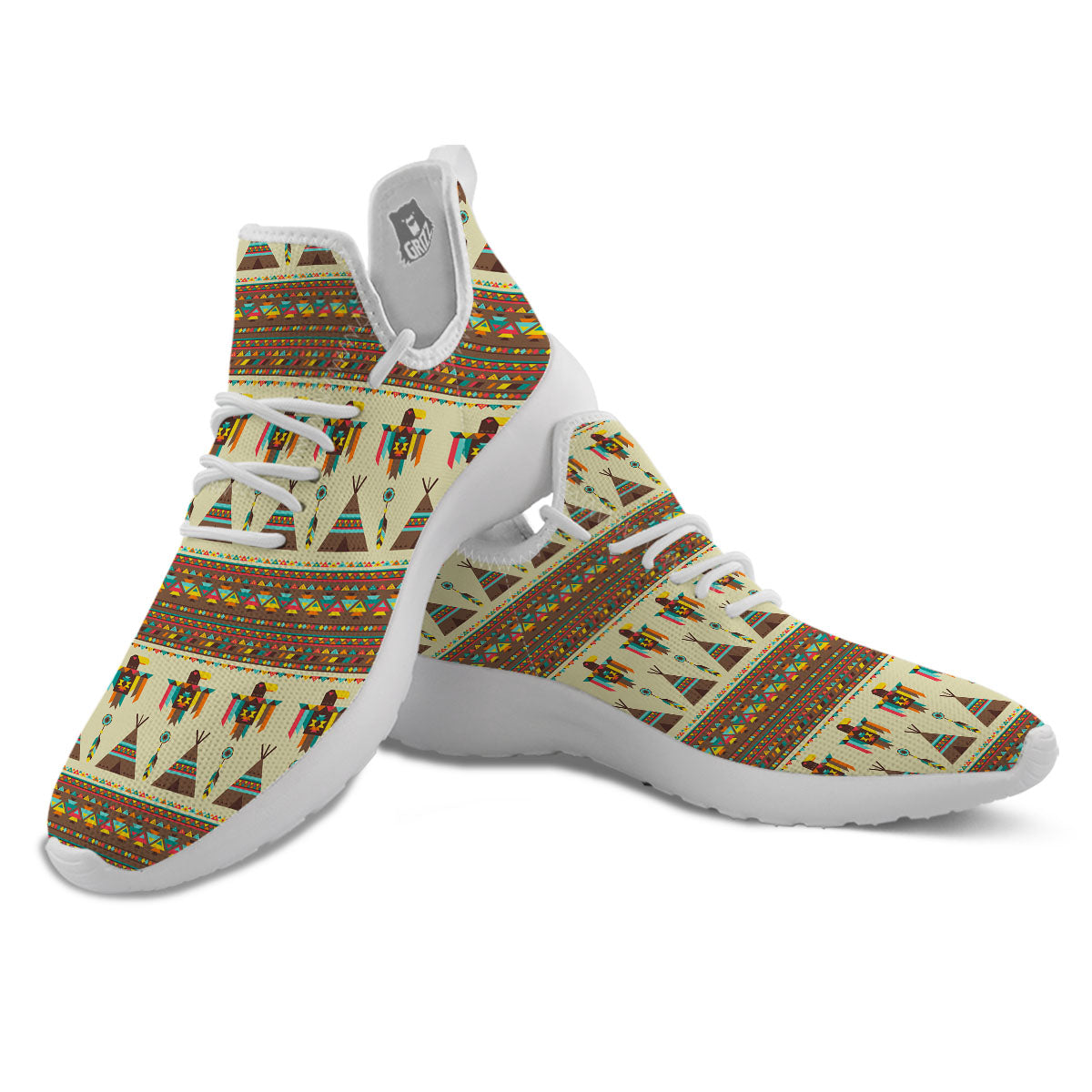 Eagle Native American Print Pattern White Athletic Shoes-grizzshop