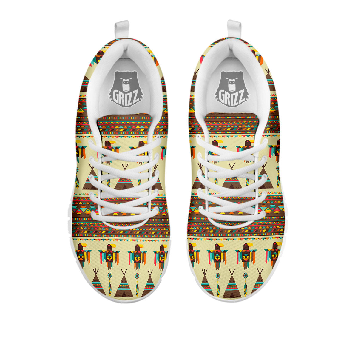 Eagle Native American Print Pattern White Sneaker-grizzshop