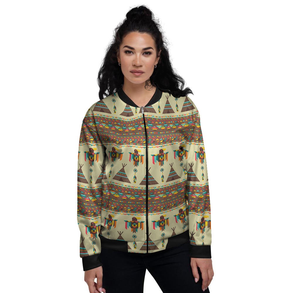Eagle Native American Print Pattern Women's Bomber Jacket-grizzshop