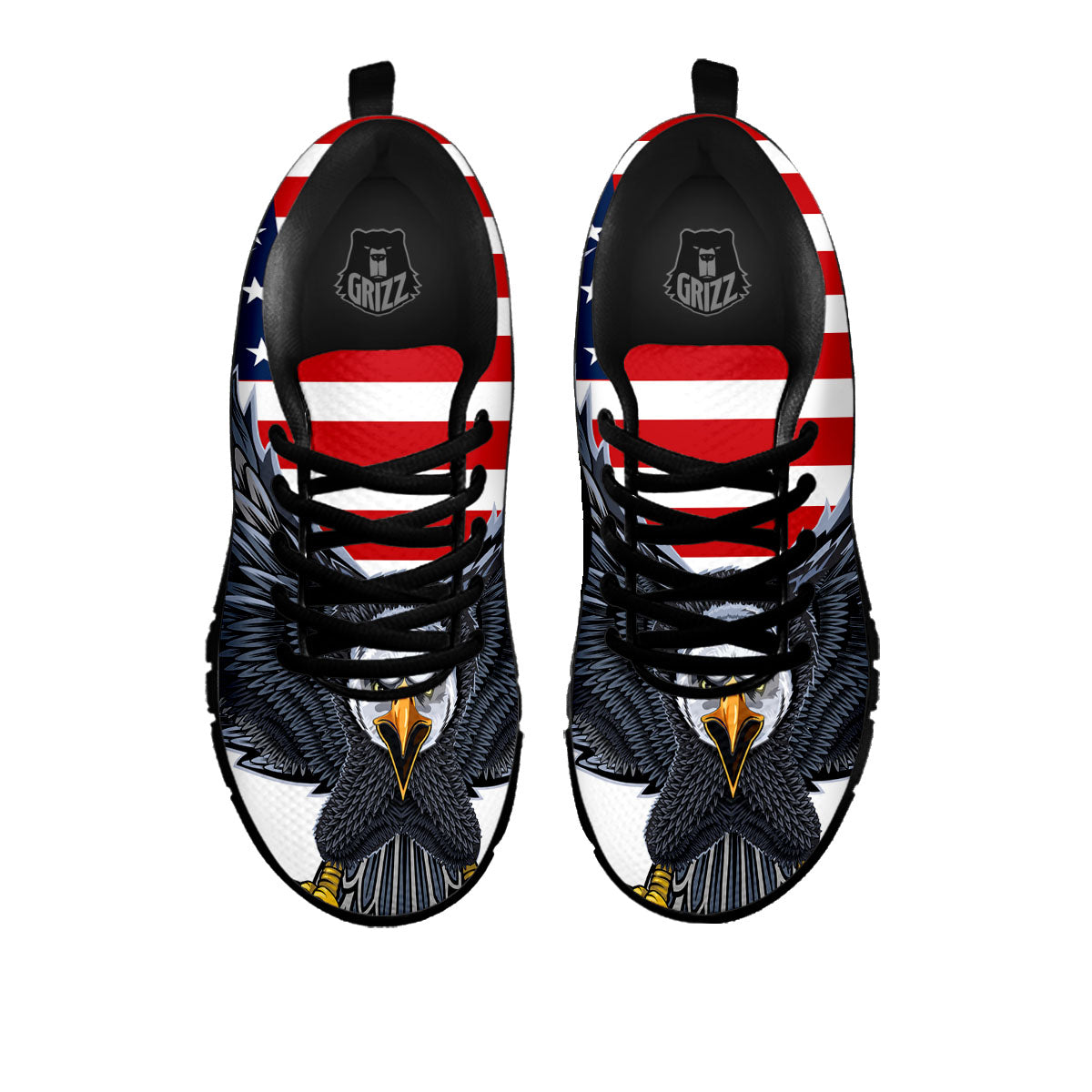 Eagle Patriotic American Print Black Sneaker-grizzshop