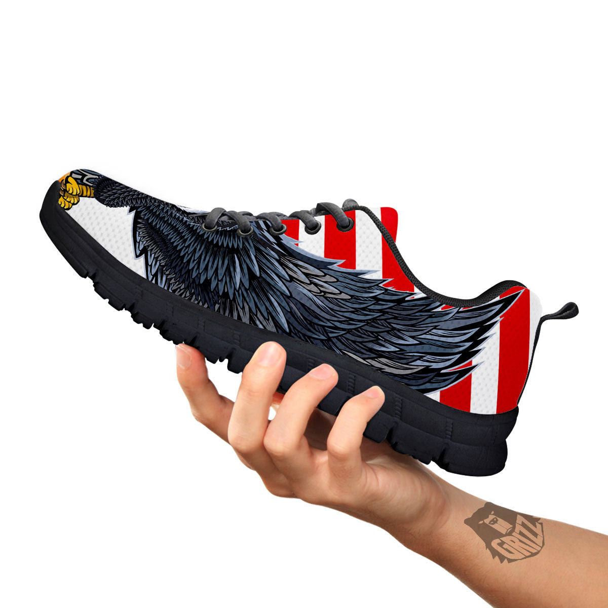 Eagle Patriotic American Print Black Sneaker-grizzshop