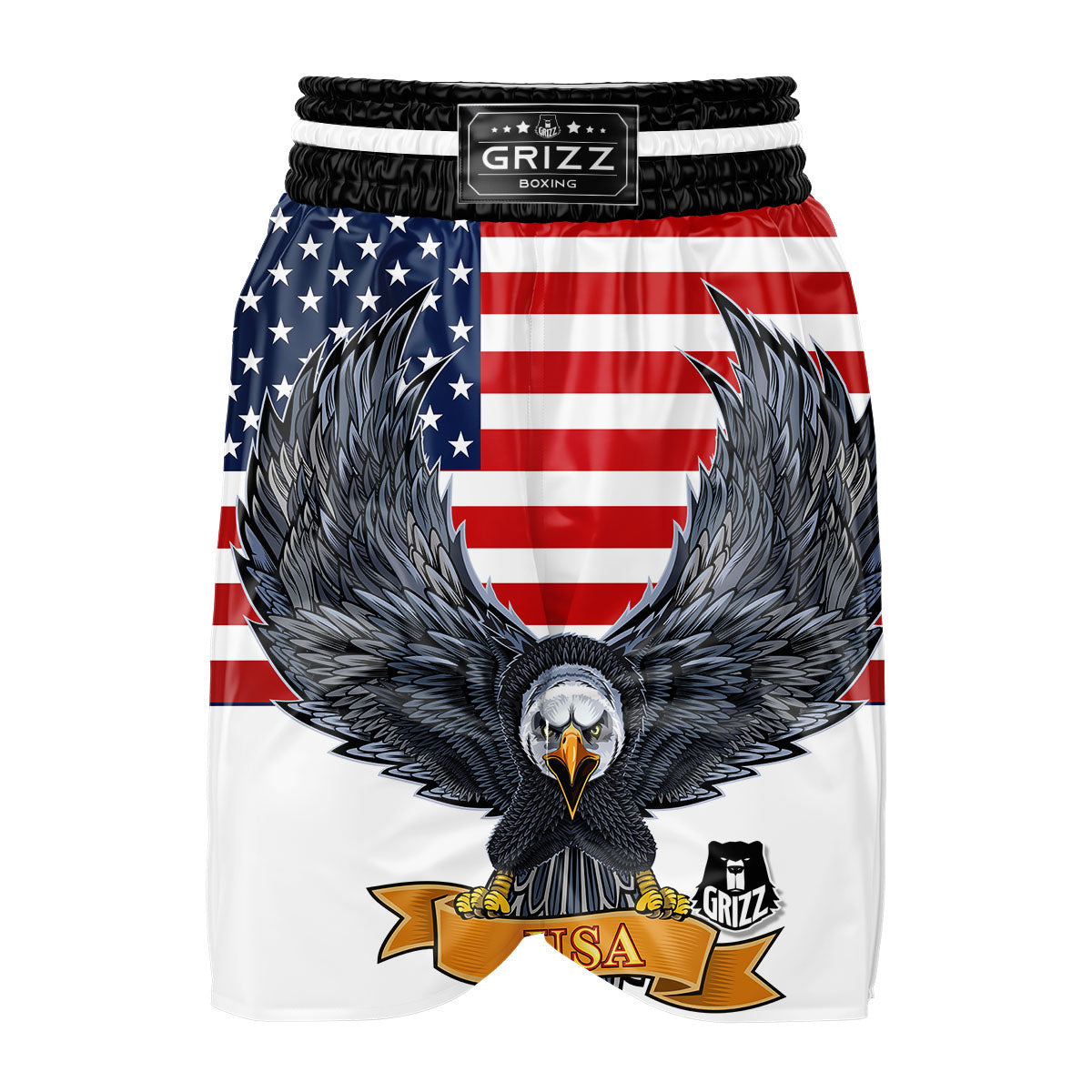 Eagle Patriotic American Print Boxing Shorts-grizzshop