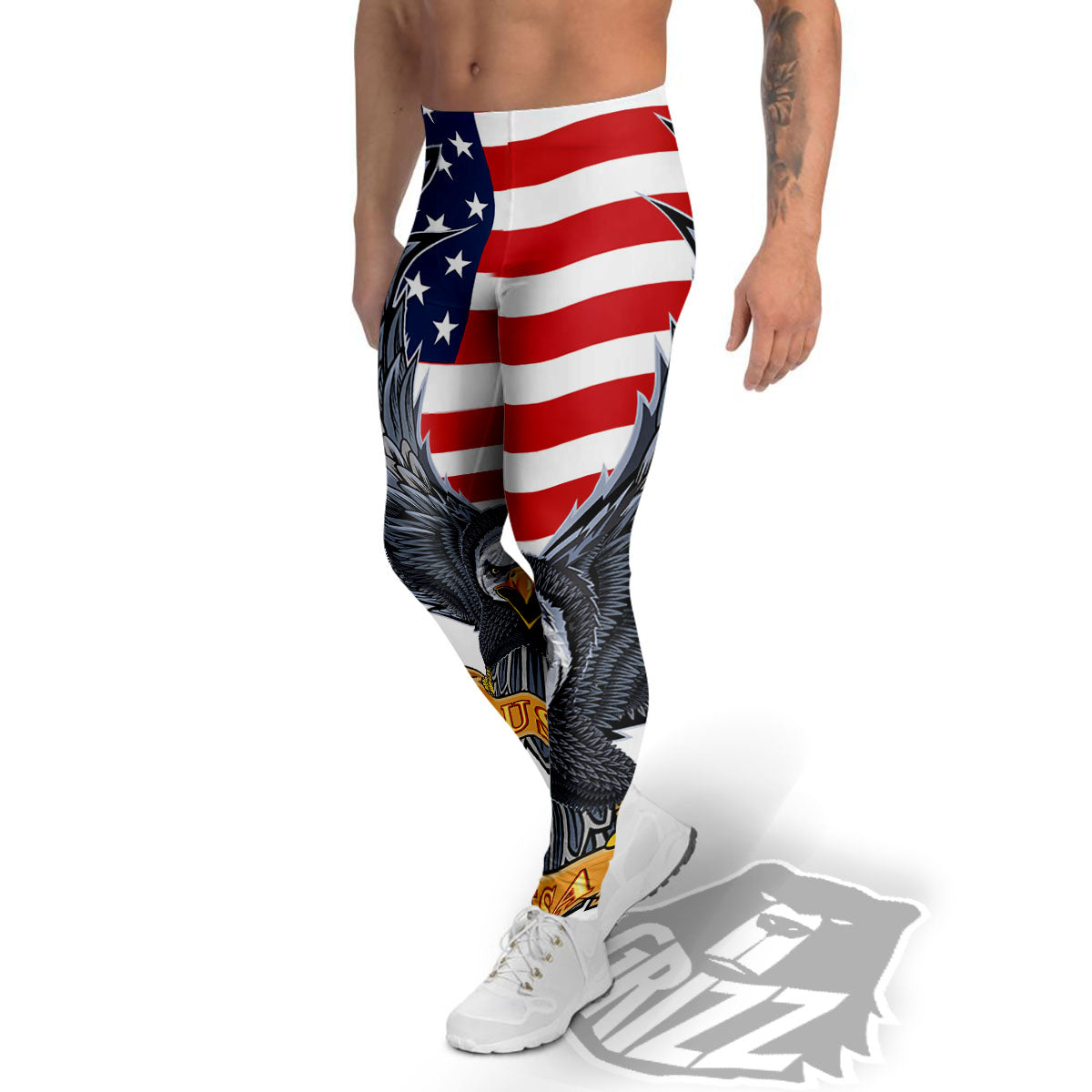 Eagle Patriotic American Print Men's Leggings-grizzshop