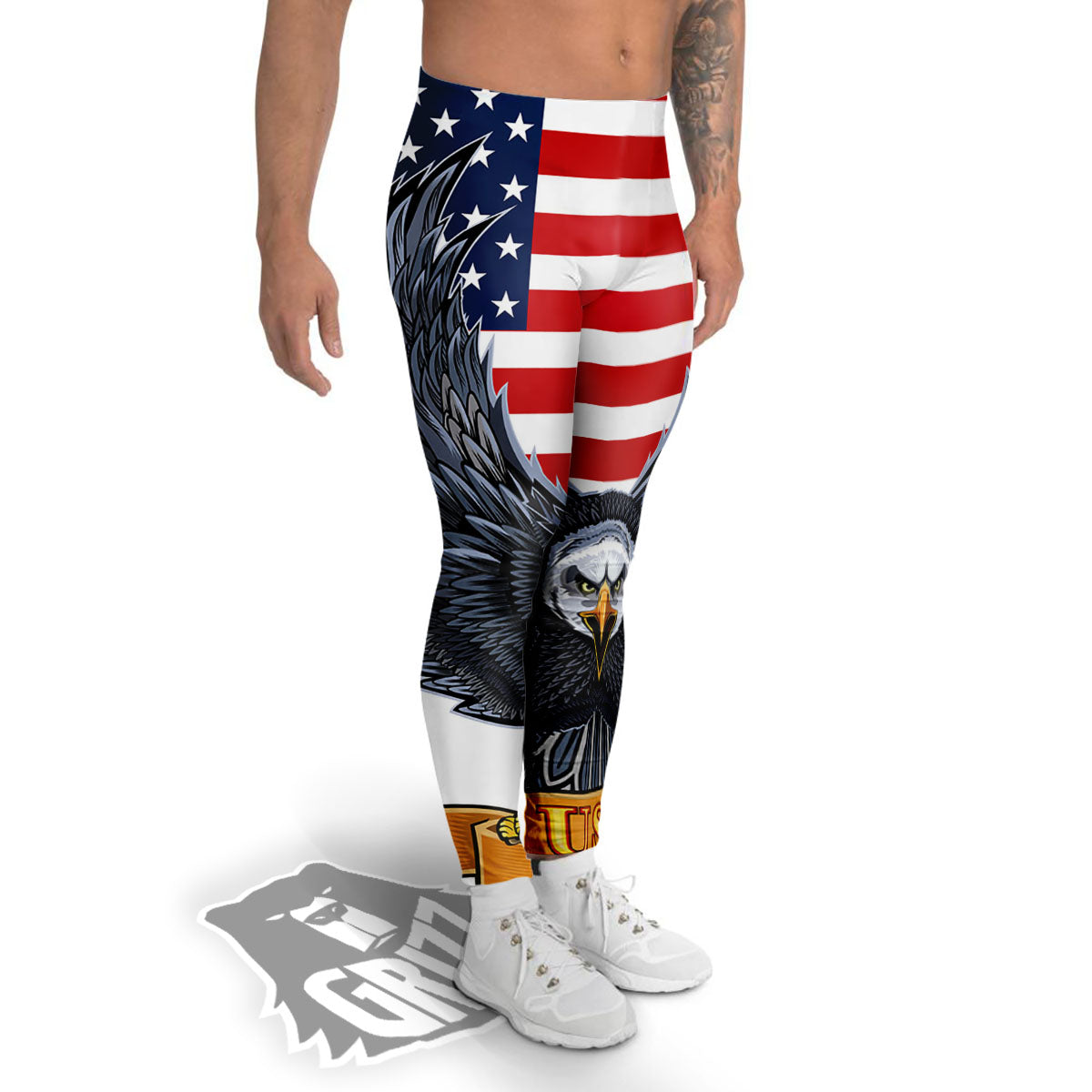 Eagle Patriotic American Print Men's Leggings-grizzshop