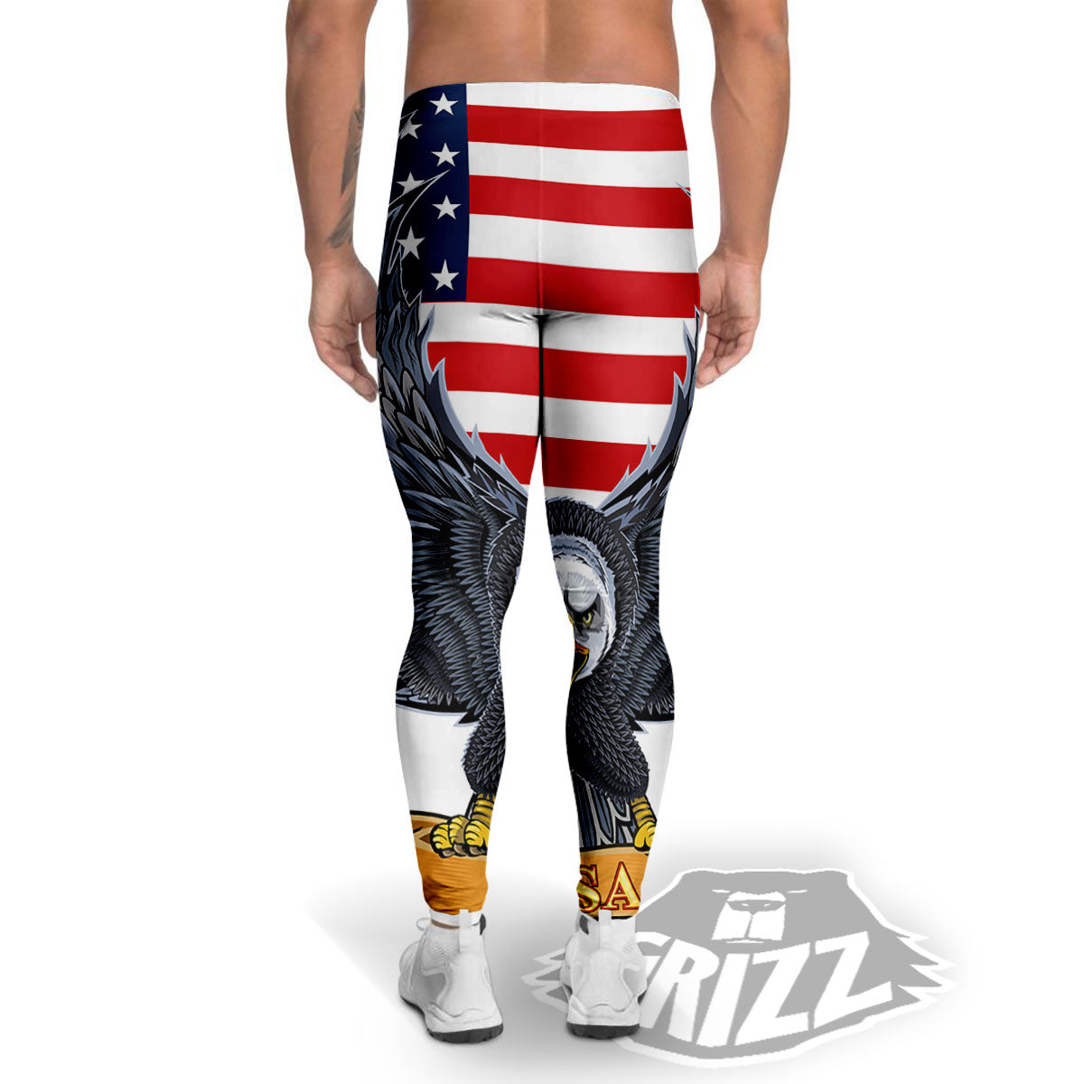 Eagle Patriotic American Print Men's Leggings-grizzshop