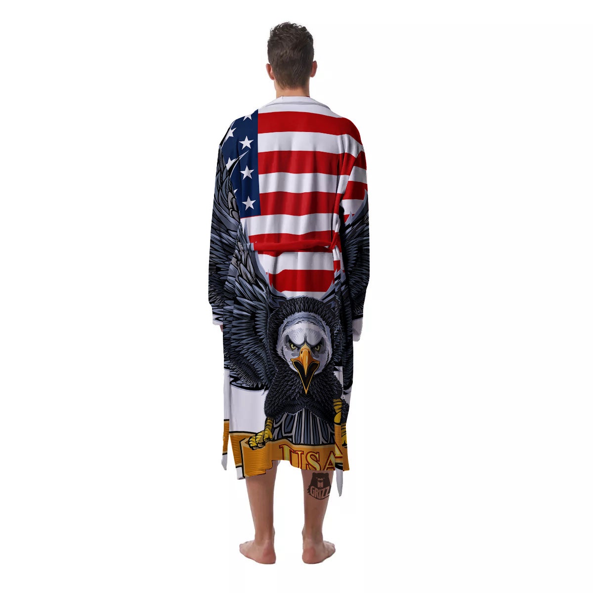Eagle Patriotic American Print Men's Robe-grizzshop