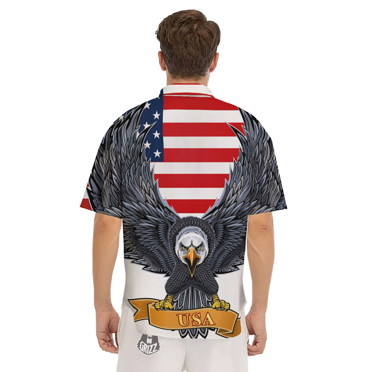 Eagle Patriotic American Print Men's Short Sleeve Shirts-grizzshop