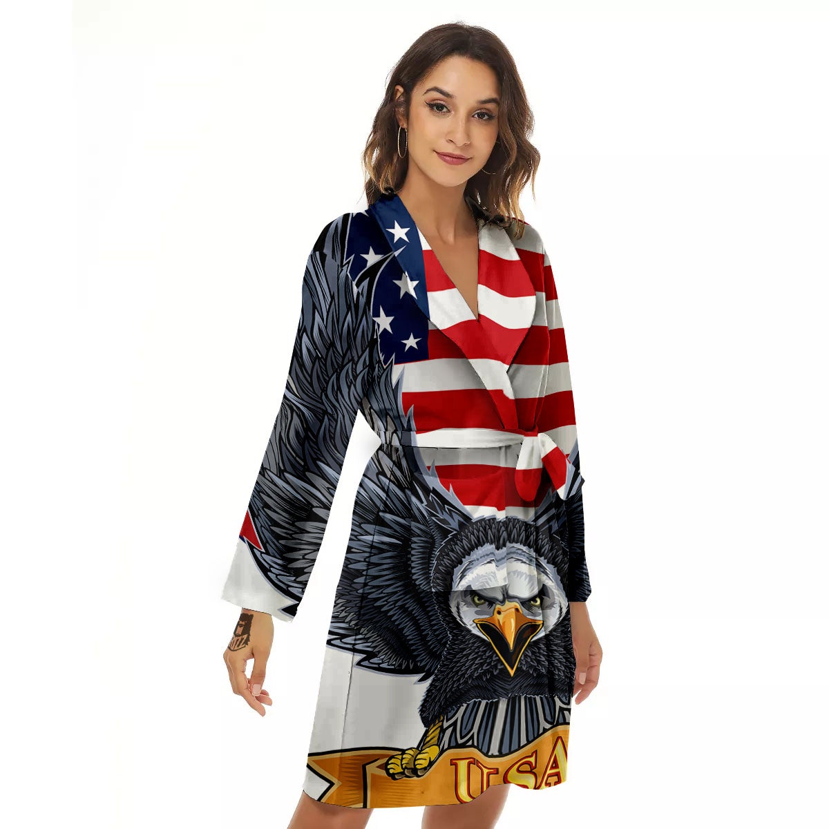 Eagle Patriotic American Print Women's Robe-grizzshop