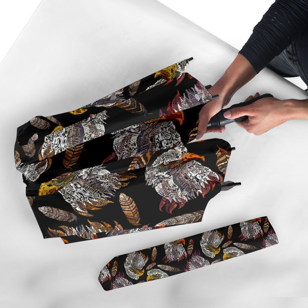 Eagle Pattern Print Automatic Foldable Umbrella-grizzshop