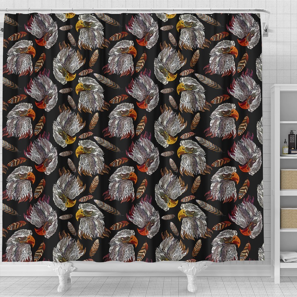 Eagle Pattern Print Bathroom Shower Curtain-grizzshop