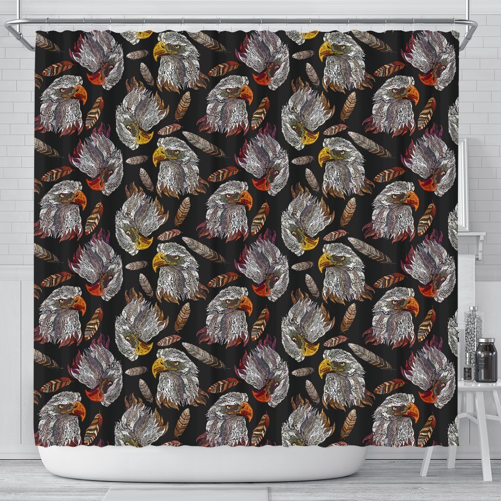 Eagle Pattern Print Bathroom Shower Curtain-grizzshop