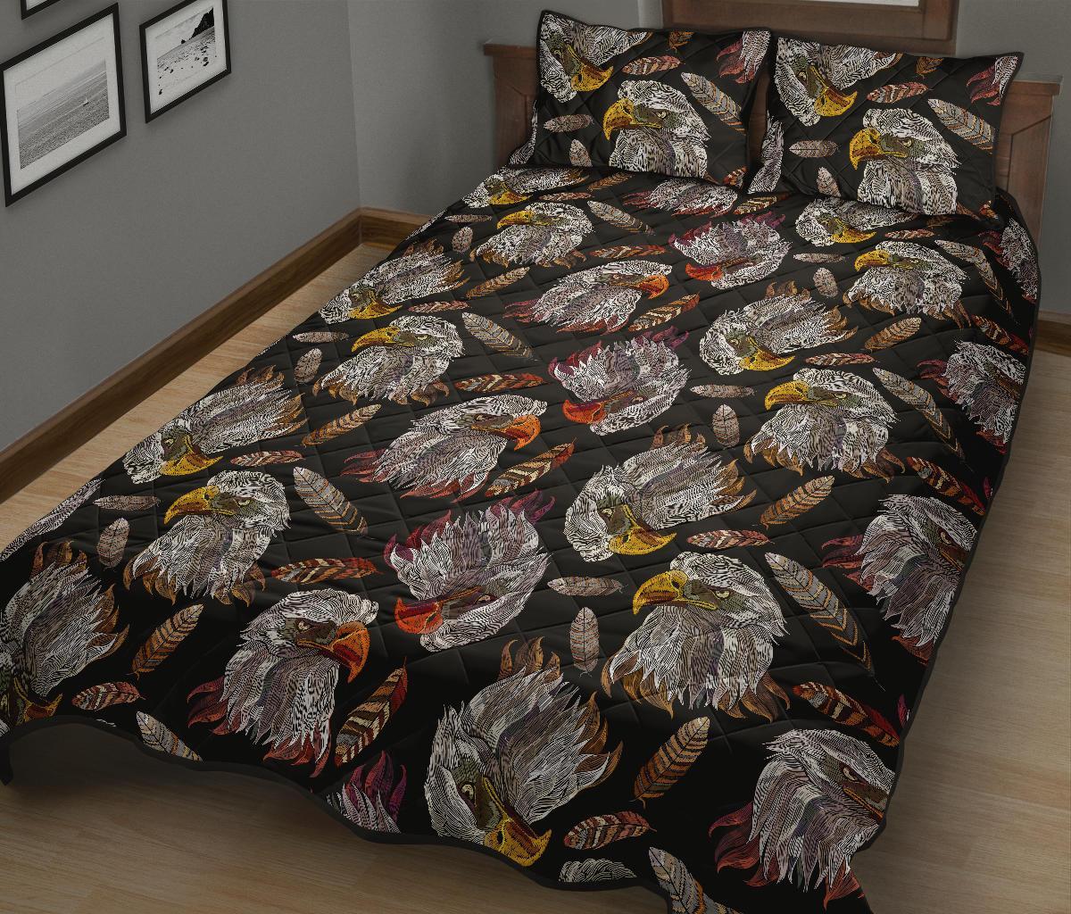 Eagle Pattern Print Bed Set Quilt-grizzshop