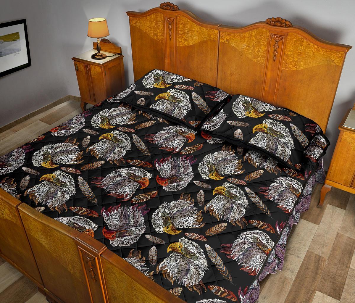 Eagle Pattern Print Bed Set Quilt-grizzshop