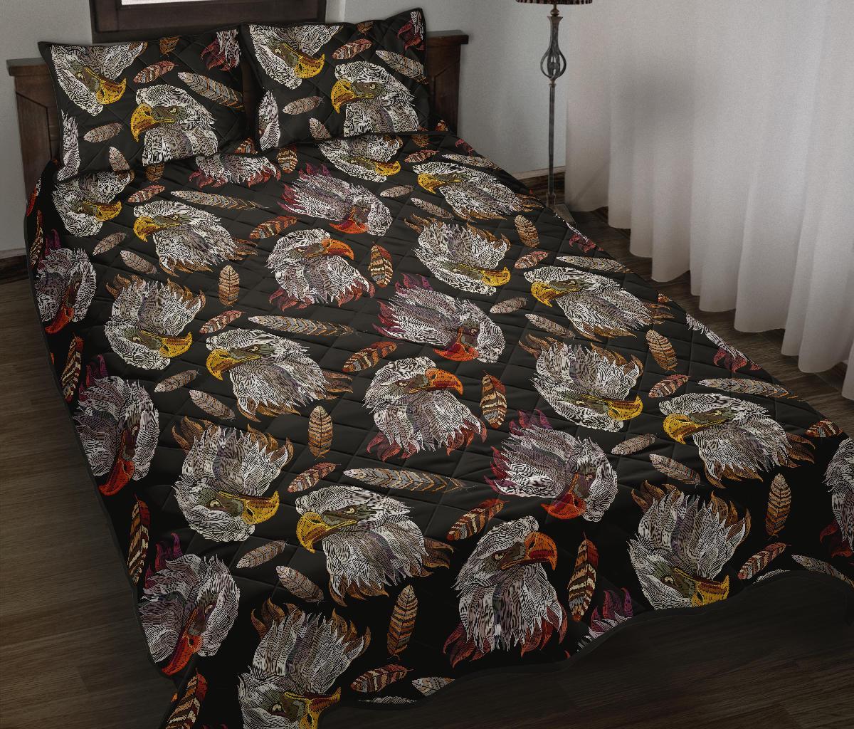 Eagle Pattern Print Bed Set Quilt-grizzshop
