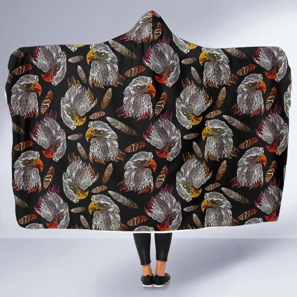 Eagle Pattern Print Hooded Blanket-grizzshop