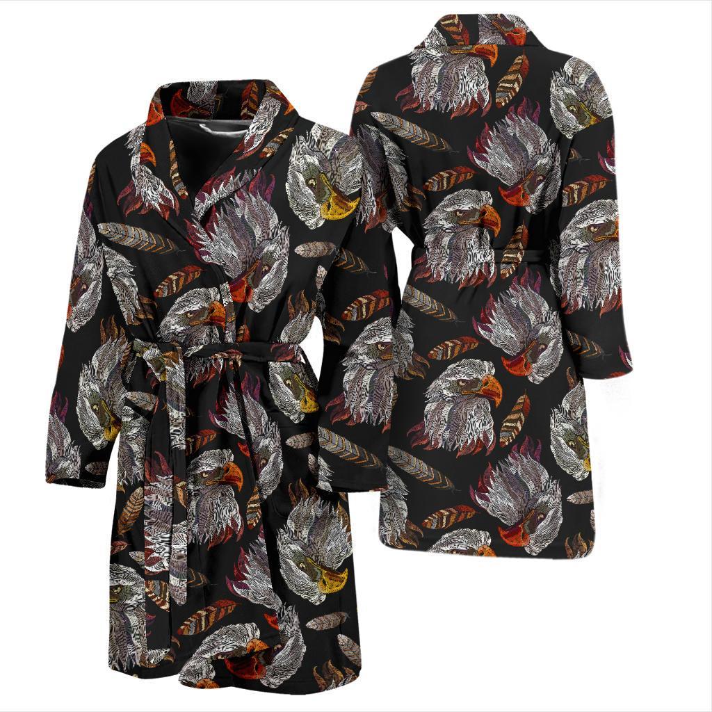 Eagle Pattern Print Men Long Robe-grizzshop