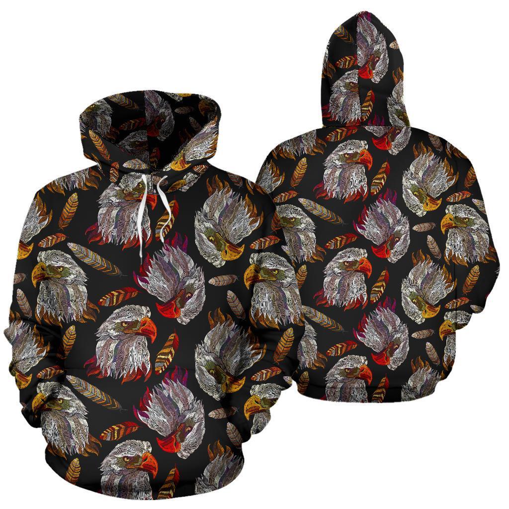 Eagle Pattern Print Men Women Pullover Hoodie-grizzshop