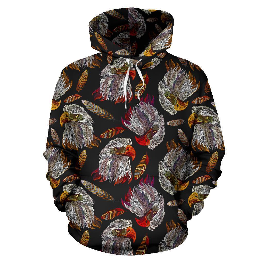 Eagle Pattern Print Men Women Pullover Hoodie-grizzshop