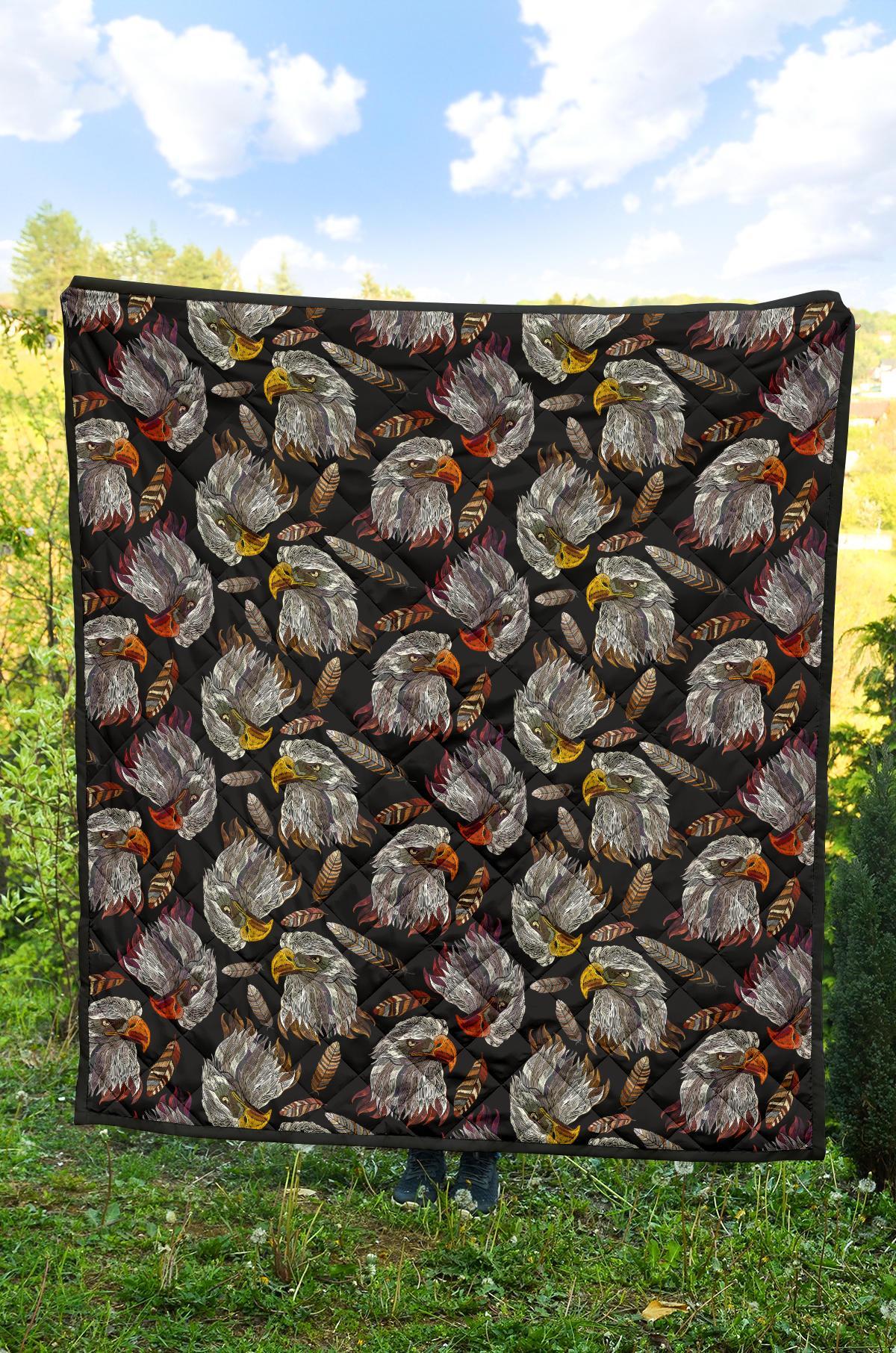 Eagle Pattern Print Quilt-grizzshop