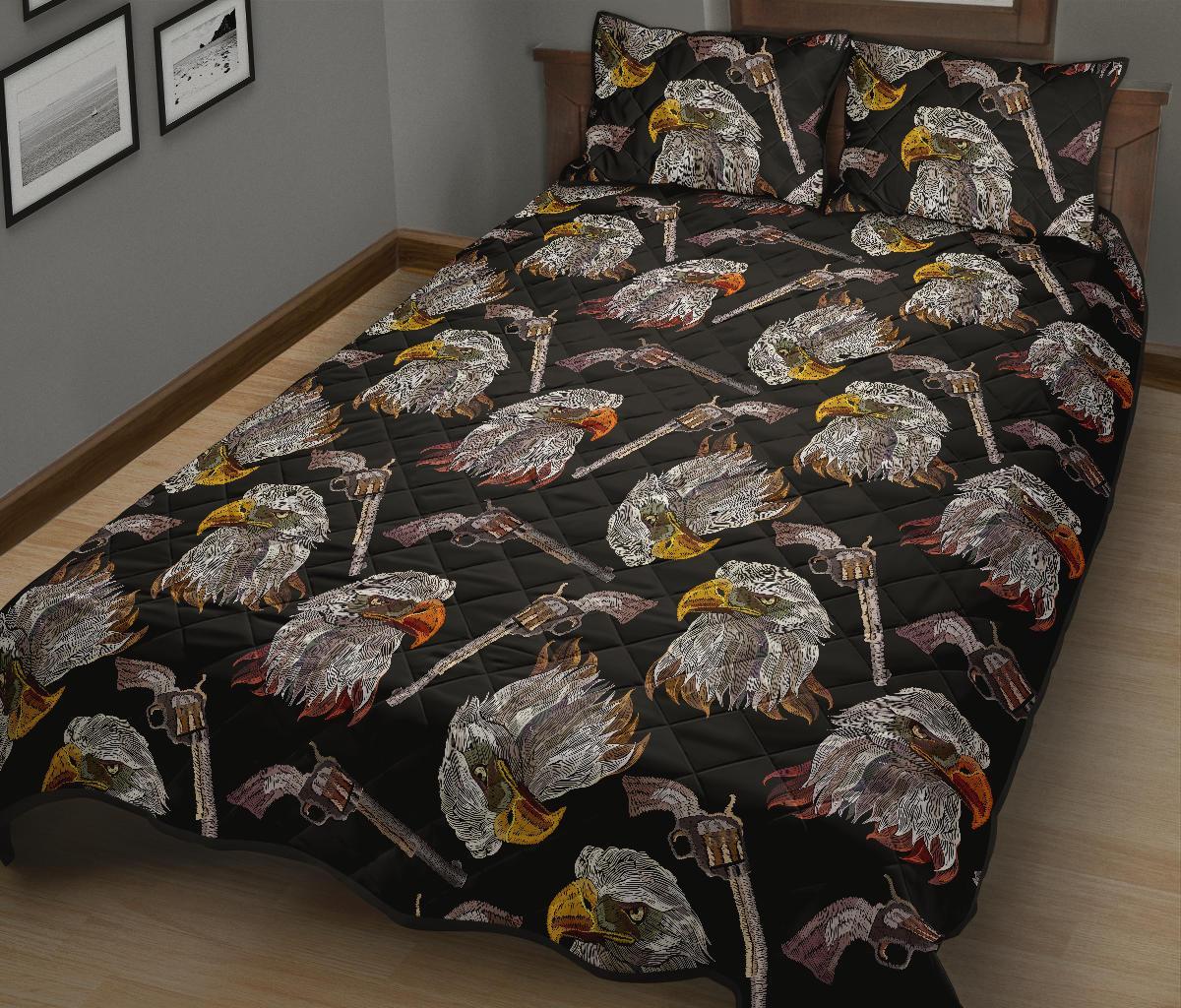 Eagle Print Pattern Bed Set Quilt-grizzshop