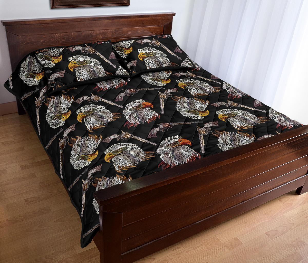 Eagle Print Pattern Bed Set Quilt-grizzshop