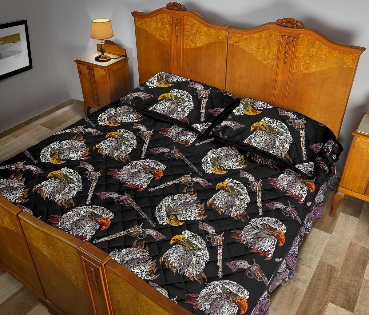 Eagle Print Pattern Bed Set Quilt-grizzshop