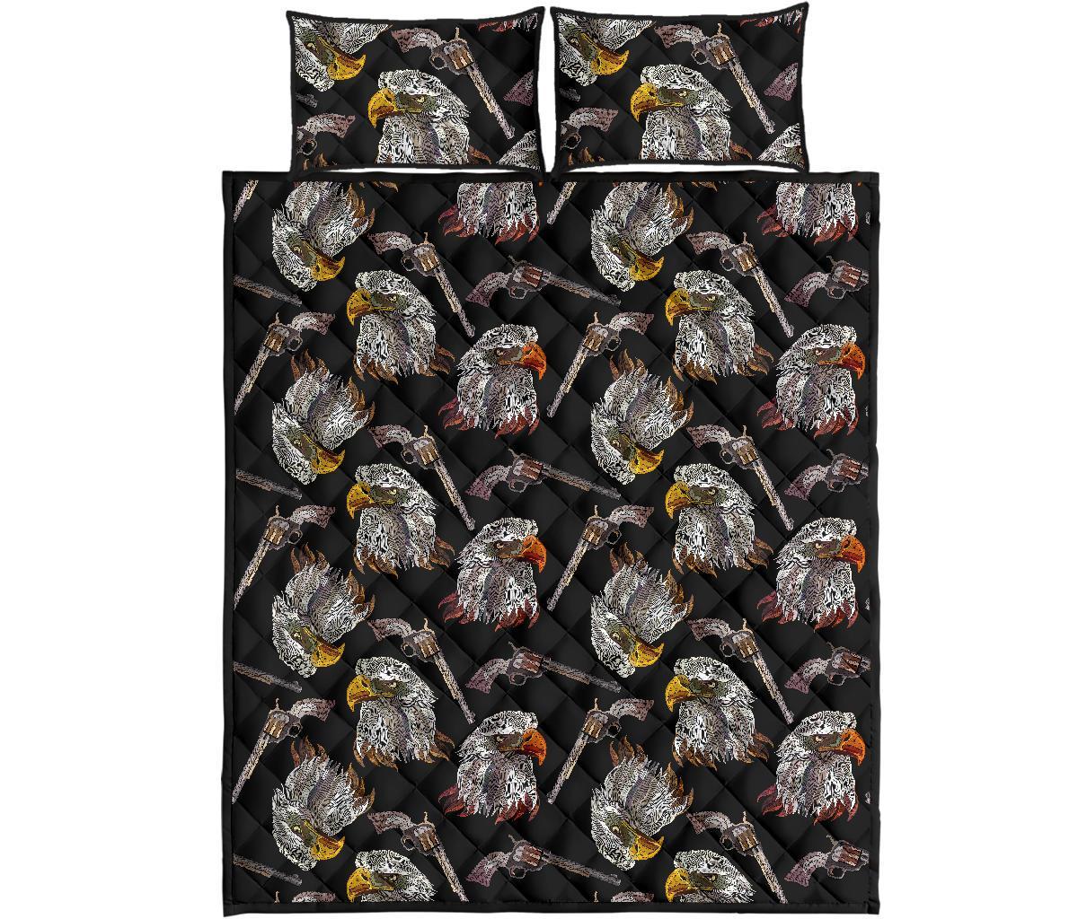 Eagle Print Pattern Bed Set Quilt-grizzshop