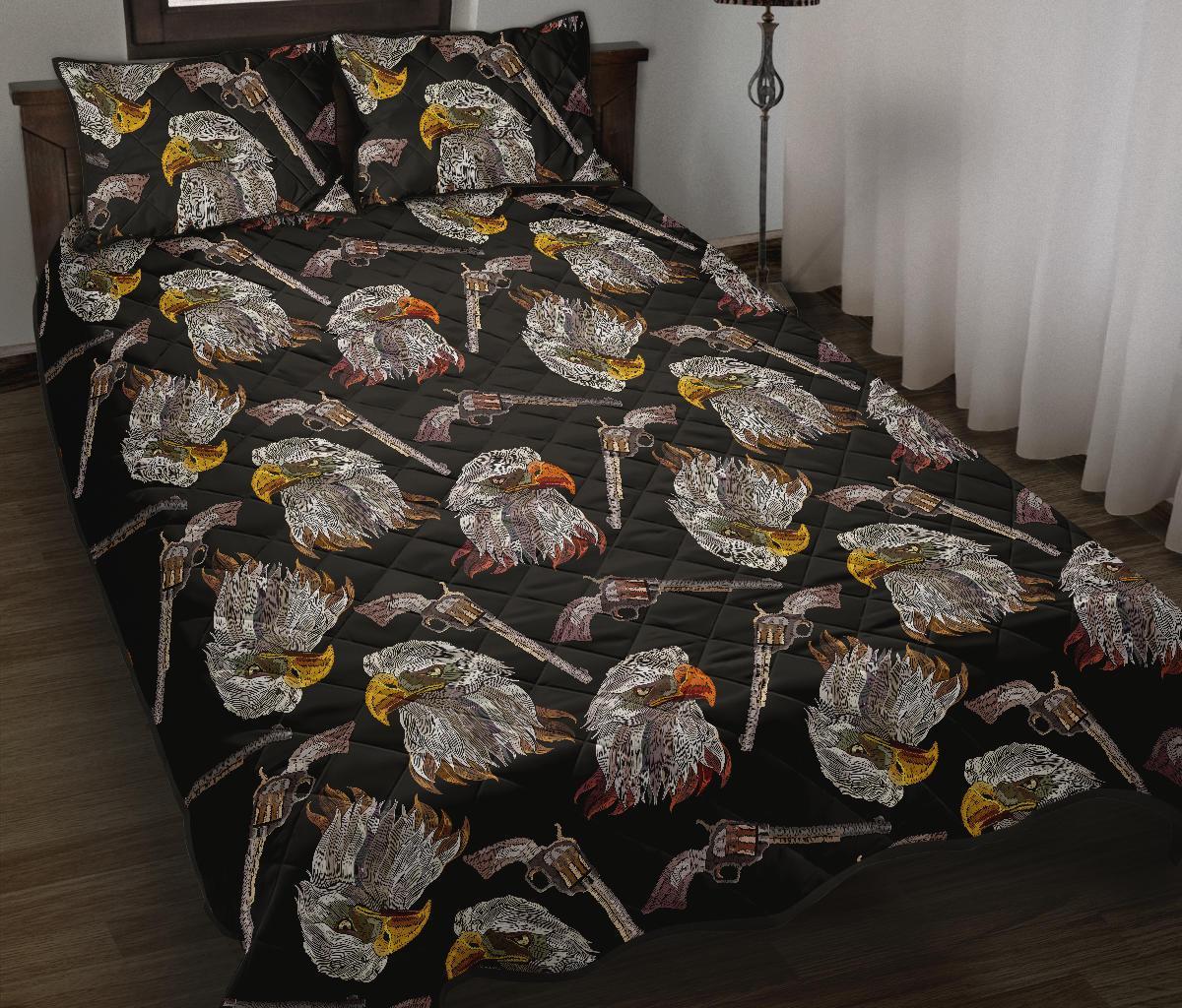 Eagle Print Pattern Bed Set Quilt-grizzshop