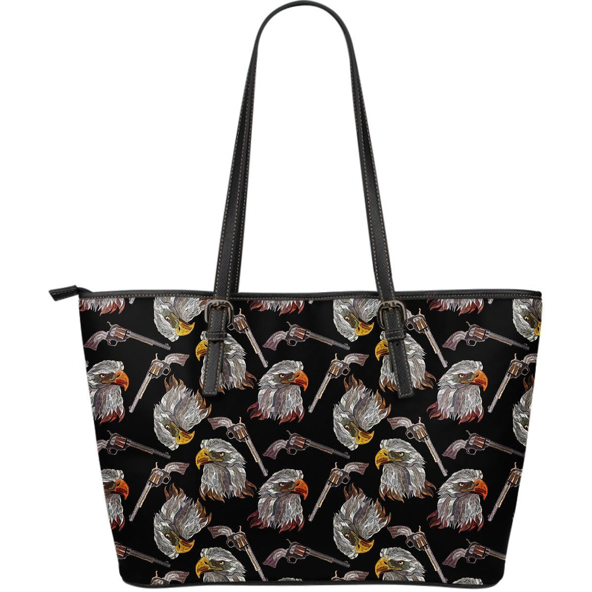 Eagle Print Pattern Leather Tote Bag-grizzshop