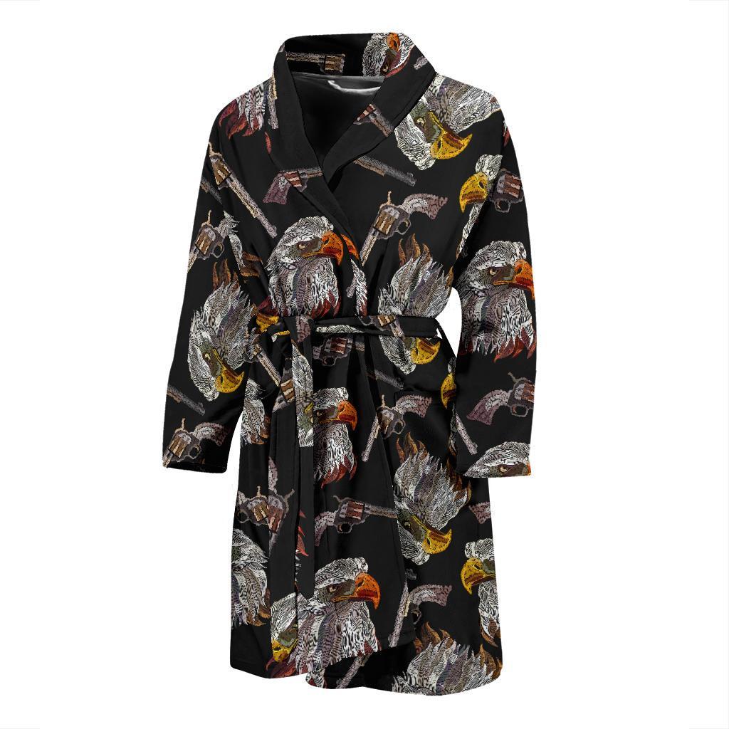 Eagle Print Pattern Men Long Robe-grizzshop