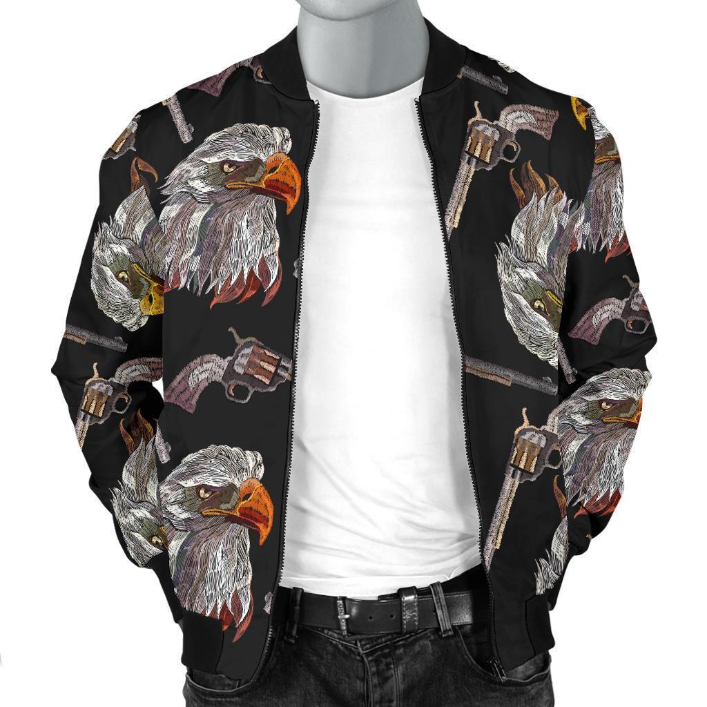 Eagle Print Pattern Men's Bomber Jacket-grizzshop