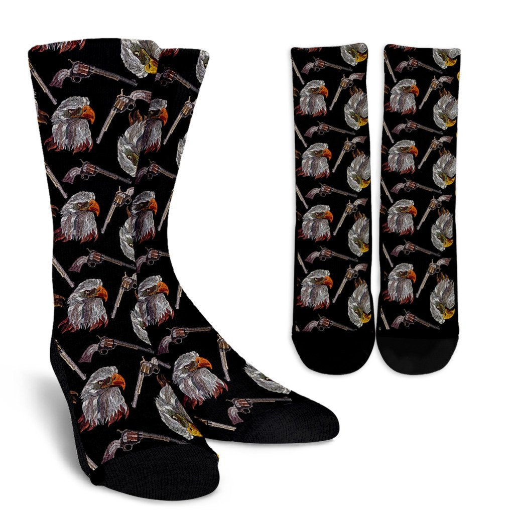 Eagle Print Pattern Unisex Crew Socks-grizzshop