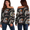 Eagle Print Pattern Women Off Shoulder Sweatshirt-grizzshop