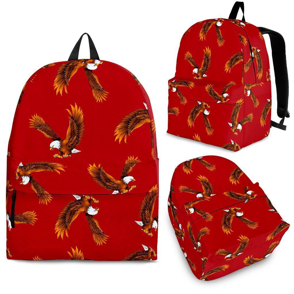 Eagle Red Pattern Print Backpack-grizzshop