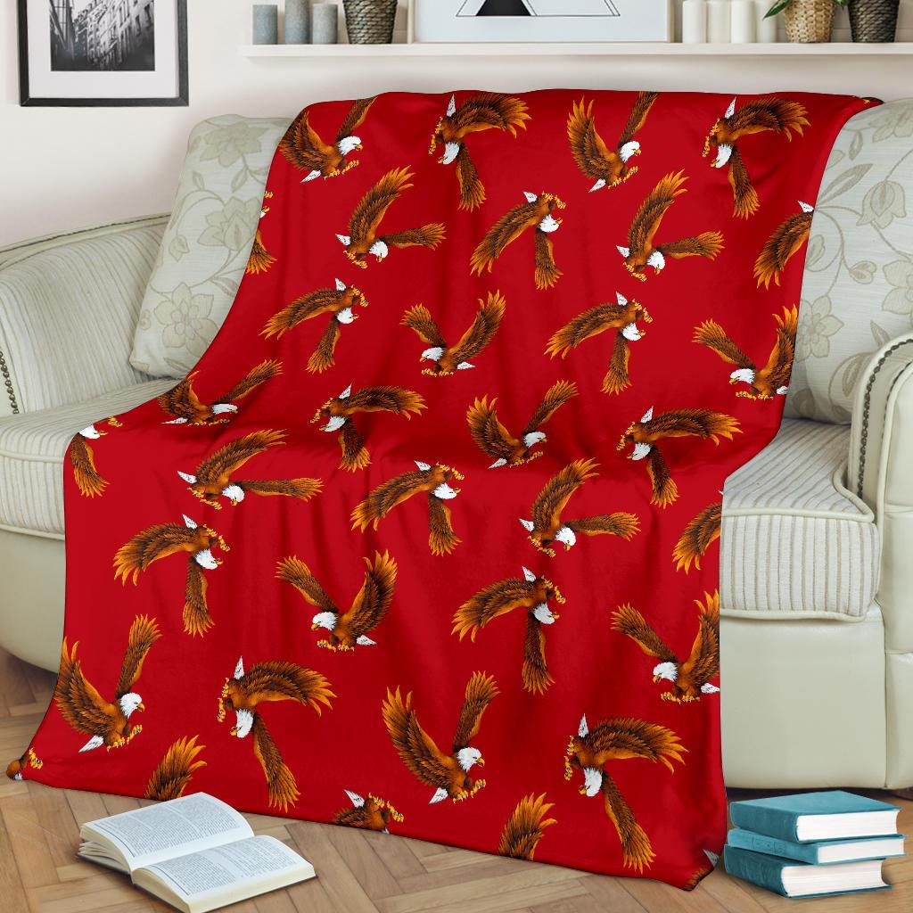 Eagle Red Pattern Print Blanket-grizzshop