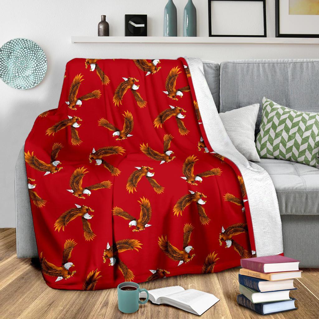 Eagle Red Pattern Print Blanket-grizzshop